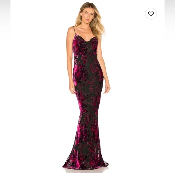 green emerald velvet dress Likely Aurora Gown Black 4 main image 1